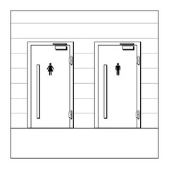 WC Toilet doors, male and female. Vector