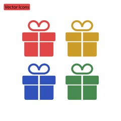 Gift Box Icon Vector Badge, Holidays, Gifts for New Year, Isolated