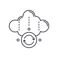 Cloud process icon, linear isolated illustration, thin line vector, web design sign, outline concept symbol with editable stroke on white background.