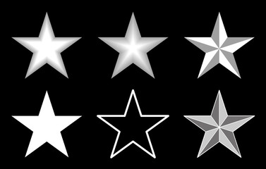 星型のシンボルセット（モノクローム黒背景）