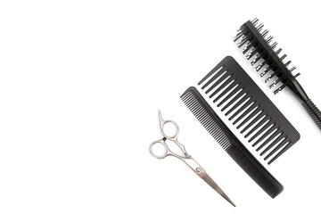 Hairdressing tools on a white background