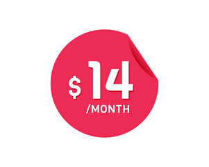 $14 Dollar Month. 14 USD Monthly sticker