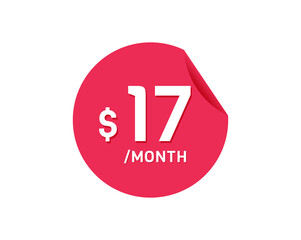 $17 Dollar Month. 17 USD Monthly sticker