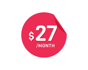 $28 Dollar Month. 28 USD Monthly sticker