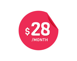 $28 Dollar Month. 28 USD Monthly sticker
