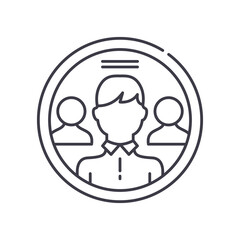 Community icon, linear isolated illustration, thin line vector, web design sign, outline concept symbol with editable stroke on white background.