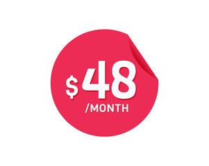 $48 Dollar Month. 48 USD Monthly sticker