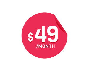 $49 Dollar Month. 49 USD Monthly sticker