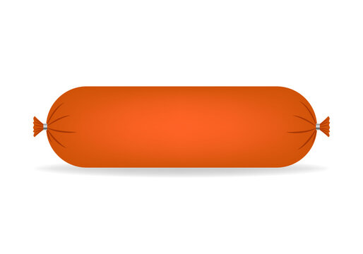Baloney sausage isolated on white, vector illustration