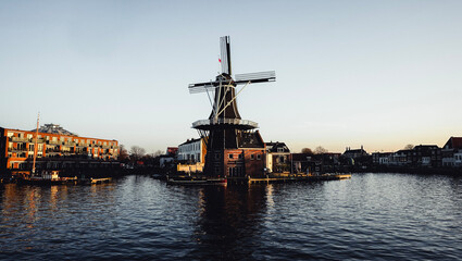 Fototapeta na wymiar Dutch Windmill landscape view