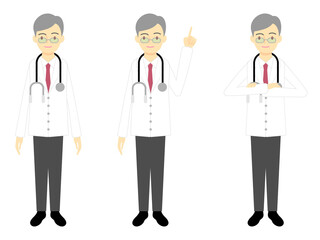 男性医師のイラスト、ポーズ集／Illustrations of male doctors, pose collection