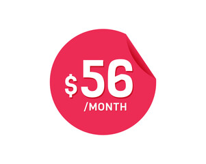 $56 Dollar Month. 56 USD Monthly sticker