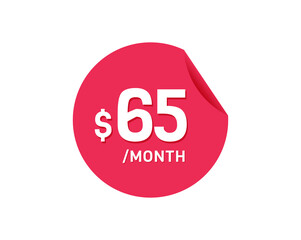 $65 Dollar Month. 65 USD Monthly sticker