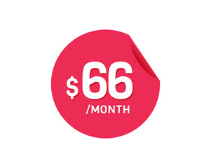 $66 Dollar Month. 66 USD Monthly sticker