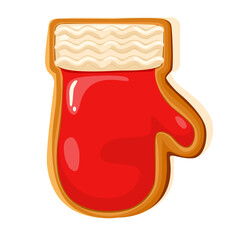 cute gingerbread mitt for christmas. Isolated over white background. Vector illustration.