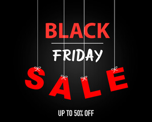 Fototapeta premium Black Friday Sale Background With Hanging Text Vector