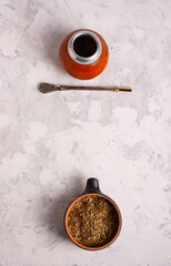 Mate tea. On a gray background.