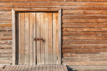 Door of the old wooden house.