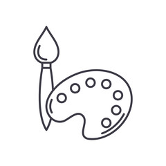 Color palette concept icon, linear isolated illustration, thin line vector, web design sign, outline concept symbol with editable stroke on white background.