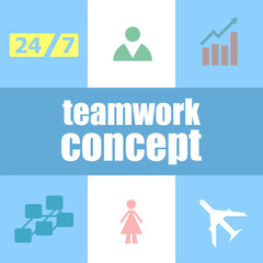 teamwork concept words. Education concept . Infographic dashboard ui interface template