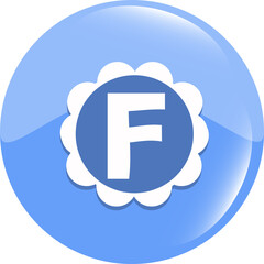 letter F in the web button. Letter F icon symbol design