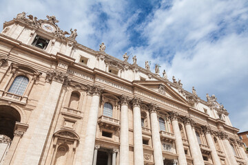 Fototapeta na wymiar Papal Basilica of Saint Peter facade Vatican Rome Italy