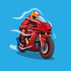 motorbike speeding with aerodynamic airflow symbol concept illustration in cartoon vector
