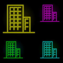building neon color set icon. Simple thin line, outline vector of building landmarks icons for ui and ux, website or mobile application