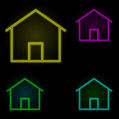 house neon color set icon. Simple thin line, outline vector of building landmarks icons for ui and ux, website or mobile application