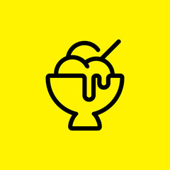 Black line icon for ice cream with three topping balls. Vector on isolated background. EPS 10