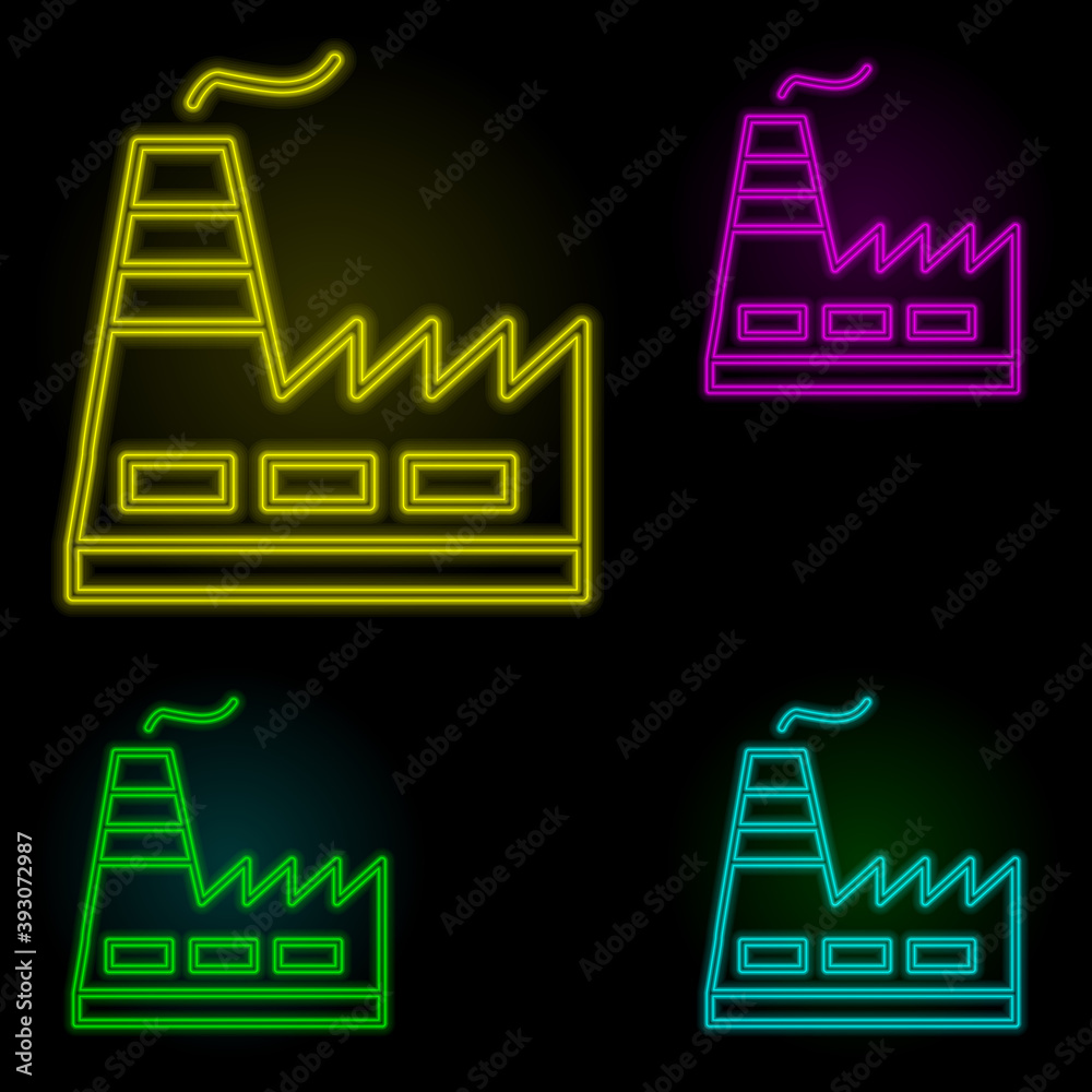 Poster factory neon color set icon. simple thin line, outline vector of building landmarks icons for ui and
