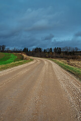 Fototapeta na wymiar Natural gravel country road.