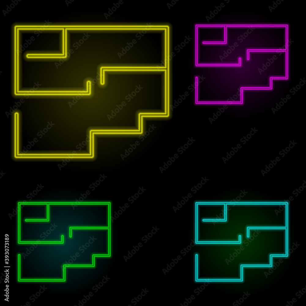 Poster warehouse neon color set icon. simple thin line, outline vector of building landmarks icons for ui a