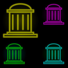 blueprint neon color set icon. Simple thin line, outline vector of building landmarks icons for ui and ux, website or mobile application