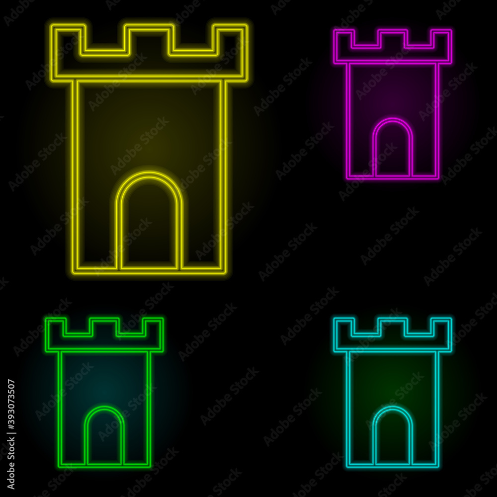 Poster warehouse neon color set icon. simple thin line, outline vector of building landmarks icons for ui a
