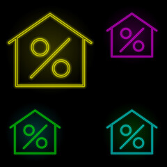 house neon color set icon. Simple thin line, outline vector of building landmarks icons for ui and ux, website or mobile application