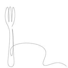Fork continuous line drawing. Vector illustration