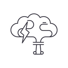 Cloud mind icon, linear isolated illustration, thin line vector, web design sign, outline concept symbol with editable stroke on white background.