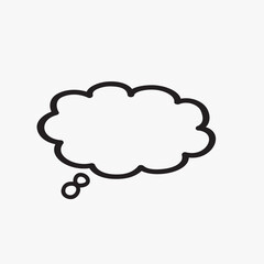Think bubble isolated on gray background. Trendy think bubble in flat style. Modern template for social network and label. Creative thought balloon. Cloud line art, vector illustration
