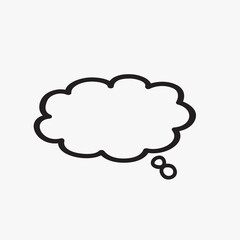 Think bubble isolated on gray background. Trendy think bubble in flat style. Modern template for social network and label. Creative thought balloon. Cloud line art, vector illustration
