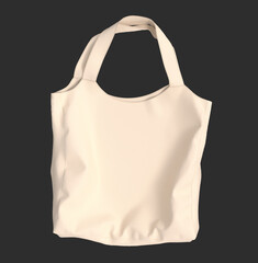 Blank tote bag mock up design on grey background. 3d rendering, 3d illustration