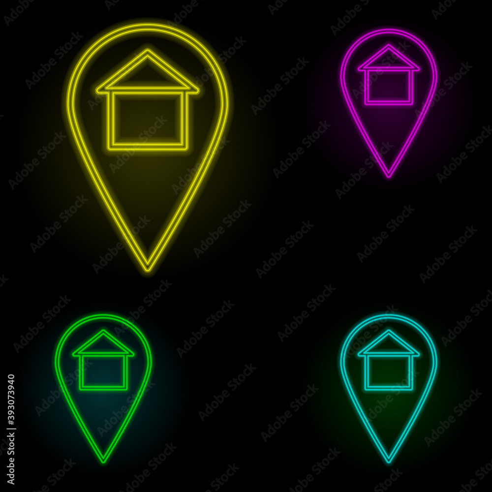 Poster factory neon color set icon. simple thin line, outline vector of building landmarks icons for ui and