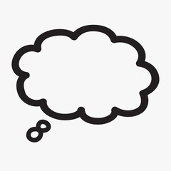 Think bubble isolated on gray background. Trendy think bubble in flat style. Modern template for social network and label. Creative thought balloon. Cloud line art, vector illustration