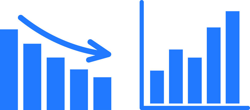 business graph icon, lower grow icon