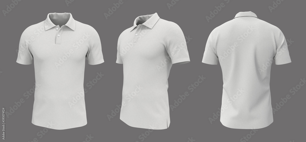 Canvas Prints blank collared shirt mockup, front, side and back views, tee design presentation for print, 3d rende - Canvas Prints