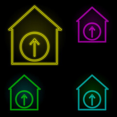 house chart neon color set icon. Simple thin line, outline vector of building landmarks icons for ui and ux, website or mobile application