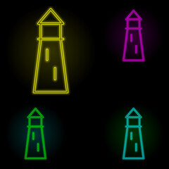 house demolition neon color set icon. Simple thin line, outline vector of building landmarks icons for ui and ux, website or mobile application