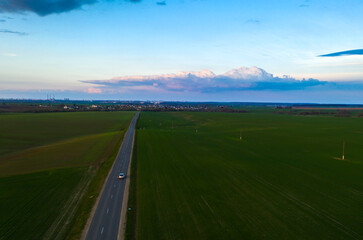 Clouds at sunset, amazing sky, nature background