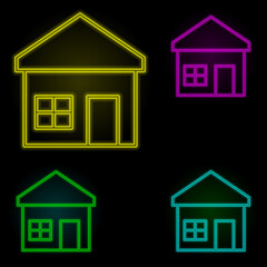 house neon color set icon. Simple thin line, outline vector of building landmarks icons for ui and ux, website or mobile application
