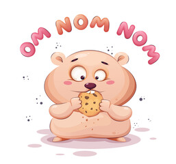 Cute hamster eating cookies. Funny hamster